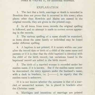 Vital Records of Bowdoin Maine to the Year 1892. Volume 2 - Births and Deaths.