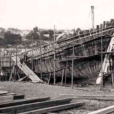 Schooner under construction in Rockport, ME