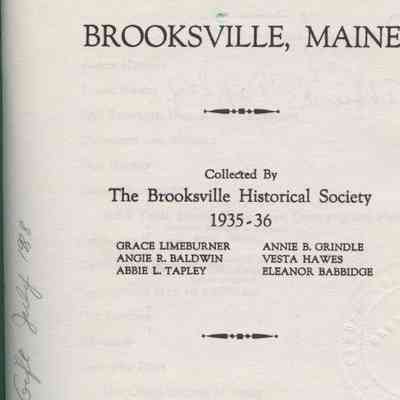 Traditions and records of Brooksville, Maine