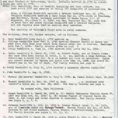 Descendants of William Rackliffe