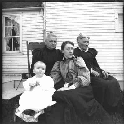 Grandma, Aunt Rilla, Nellie, and baby Theodore