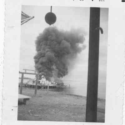 Eastern Steamship wharf fully engulfed in flames