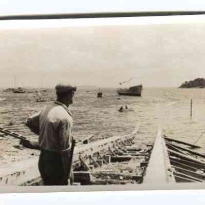Barge launch at Camden during WWII
