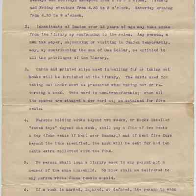 Camden Public Library Rules and Regulations