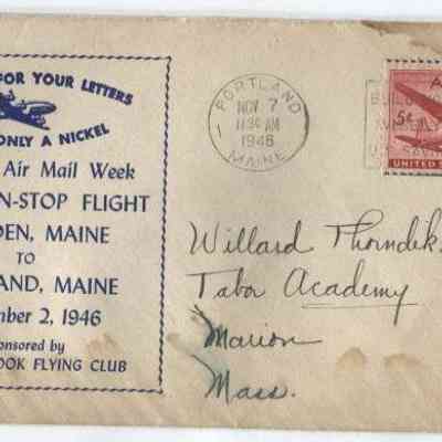 1946 airmail postcard and envelope