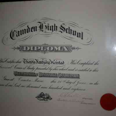 Thordis Heistad's Camden High School diploma, Class of 1918