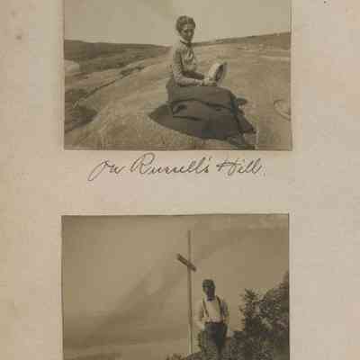 2 photos; "On Russell's Hill."; "At the cross."