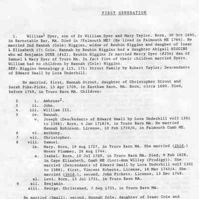 Dyer Family Geneaology