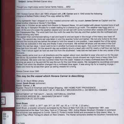 Horace Carver's Life Story Told to his Nephew, Will Davis