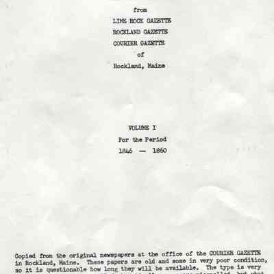 Obituaries from Lime Rock Gazette, Rockland Gazette, Courier Gazette of Rockland, Maine