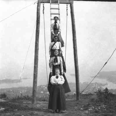 Grace and friends on Mt. Battie swing