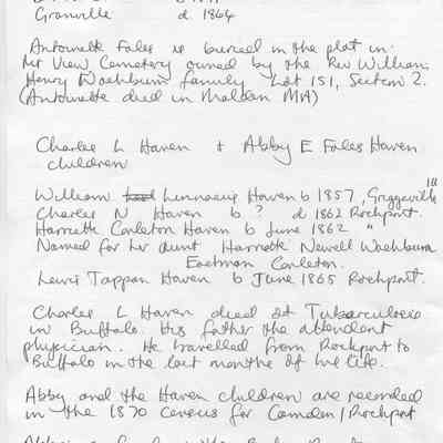 Carleton - Haven - Fales - Washburn genealogy