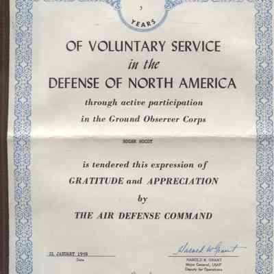 Air Defense Command certificate