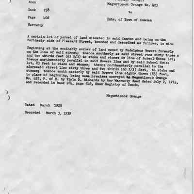 Elm Street School land deed