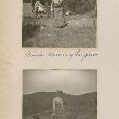 "Minnie winning the game."; "Mrs. Stone going for water."