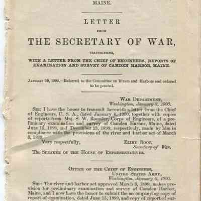H Doc 263 regarding 1899 survey of Camden harbor: Origformat: Manuscript; Resolution: 96 dpi
