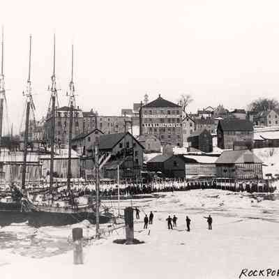 A wintry Rockport harbor in 1890
