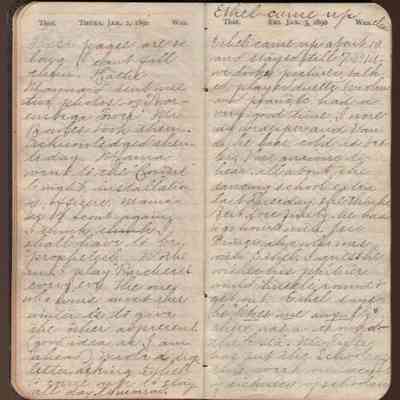 Second page of Blanche Heald's diary, January 1890