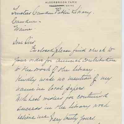 Letter to the Trustees of the Camden Public Library