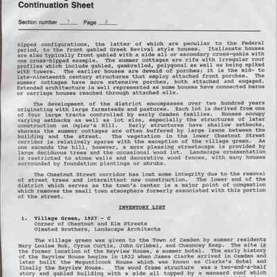 Chestnut Street Historic District survey of properties