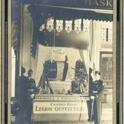 Haskell & Corthell window display with two men in uniform