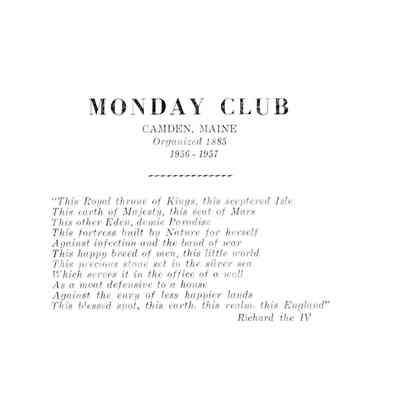 Monday Club Programs 1903 - 1984