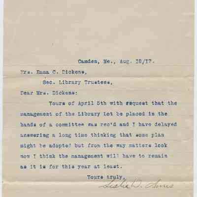 Letter to Mrs. Emma C. Dickens