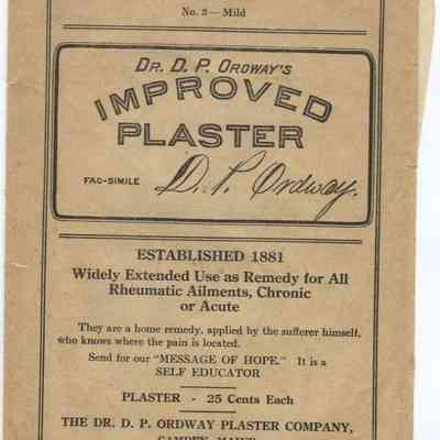 Sample of medicinal plaster from D.P. Ordway Co circa 1908: Origformat: Print-Photographic