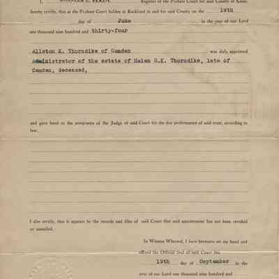 Helen G.K. Thorndike, deceased