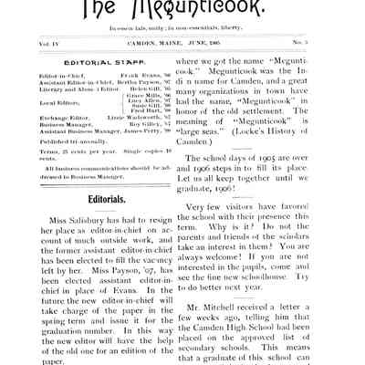 Commencement Number of the Megunticook - June 1905