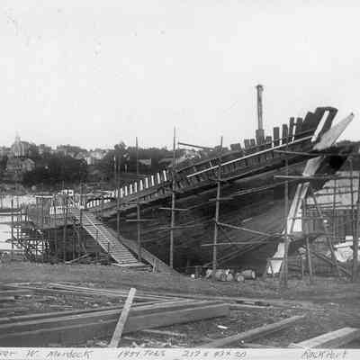 Schooner "Edgar W. Murdock" under construction in Rockport