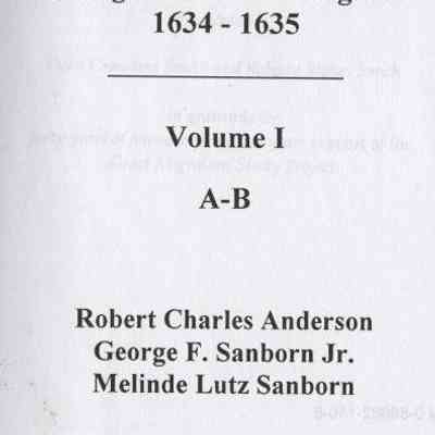 The Great Migration: Immigrants to New England 1634-1635