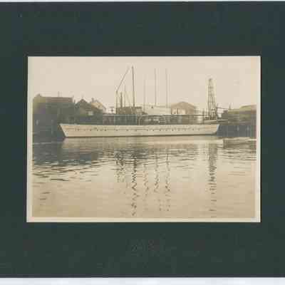 Unidentified yacht docked at the shipyard