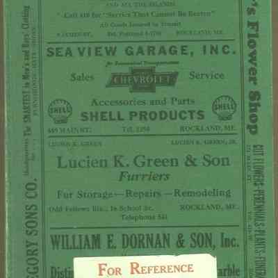 Manning's Rockland, Camden, Rockport, Thomaston, Union, and Warren, Maine Directory For Year Beginning January, 1942.