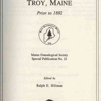 Vital Records of Troy, Maine prior to 1892