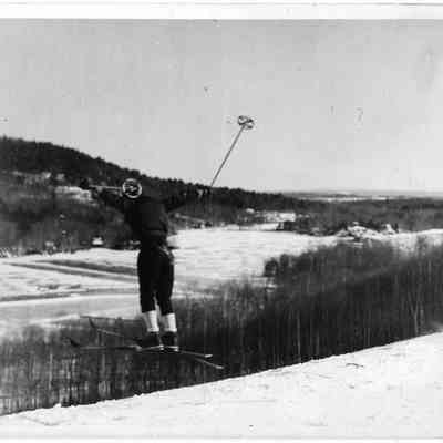 Catching air at the Snow Bowl, Camden, Maine circa 1939