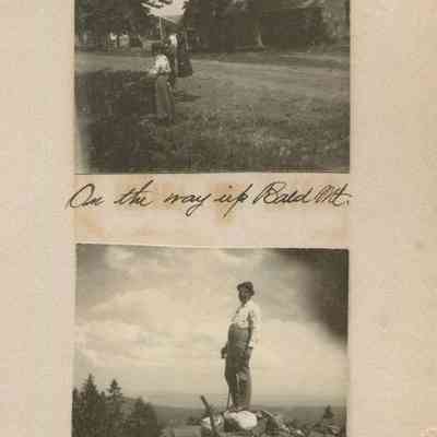 "On the way up Bald Mt."; "The first arrival."