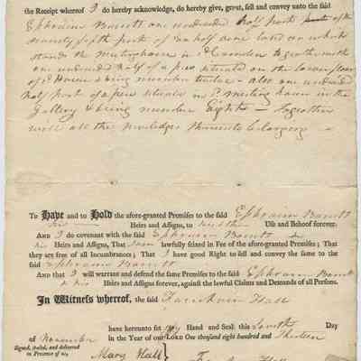 Barrett Collection 010 Deed from Farnham Hall to Ephraim Barrett
