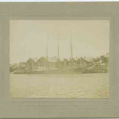 3-masted schooner by the ice houses in Rockport