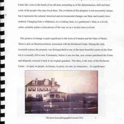 History of the Richmont estate in Hope, Maine