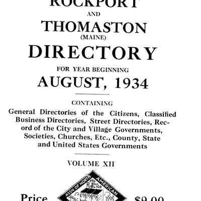Manning's Rockland, Camden, Rockport, and Thomaston, Maine Directory for Year Beginning August 1934