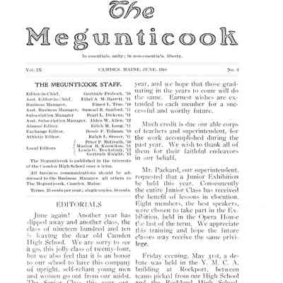 Megunticook June 1910: Origformat: Book; Resolution: 100 dpi