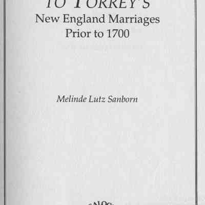 Supplement to Torrey's New England Marriages Prior to 1700