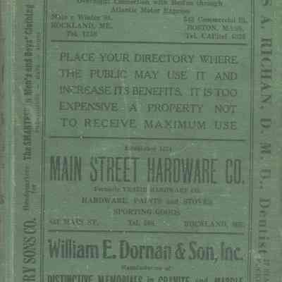Manning's Rockland, Camden, Rockport, Thomaston, South Thomaston, and St. George, Maine Directory for Year Beginning September, 1938.