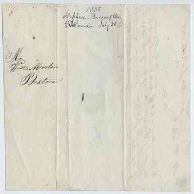 Letter to Mr. William Morton of Boston, Massachusetts from Stephen Barrows of Camden, Maine dated 30 July 1838
