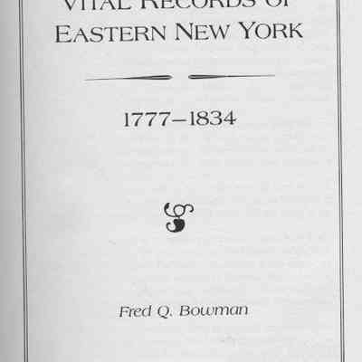 10,000 Vital Records of Eastern New York 1777-1834
