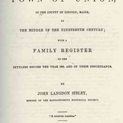 A History of the Town of Union, Maine