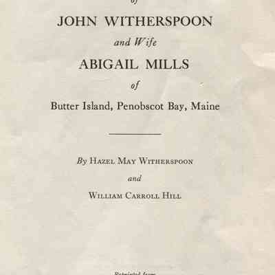 The Family of John Witherspoon and wife Abigail Mills of Butter Island, Penobscot Bay, Maine.