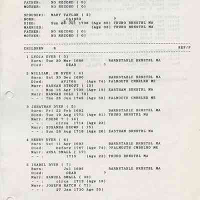 Dr. William Dyer Genealogy