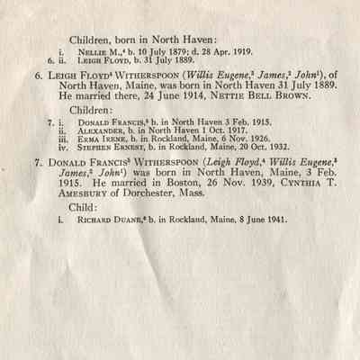 Witherspoon genealogy